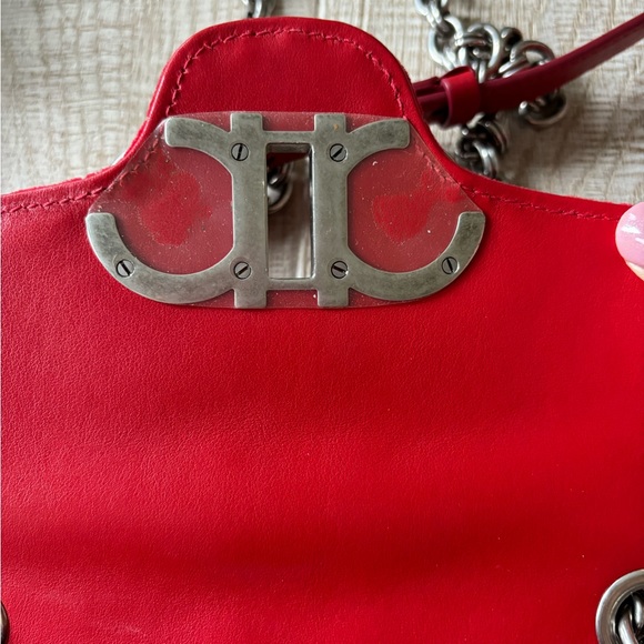 New Salvatore Ferragamo red Gancini turnlock flap quilted velvet bag - Picture 5 of 9
